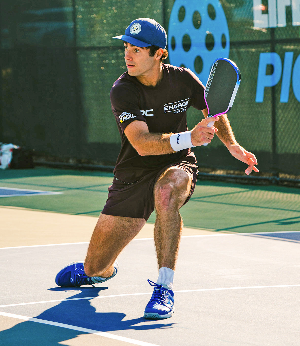 Richard playing pickleball in Tyrol shoes